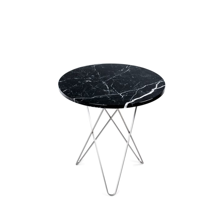 Tall Mini O Table soffbord - marmor svart, rostfritt stativ - OX Denmarq