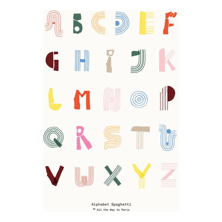 Alphabet Spaghetti ENG Multi-colour poster  - 70x100 cm - Paper Collective