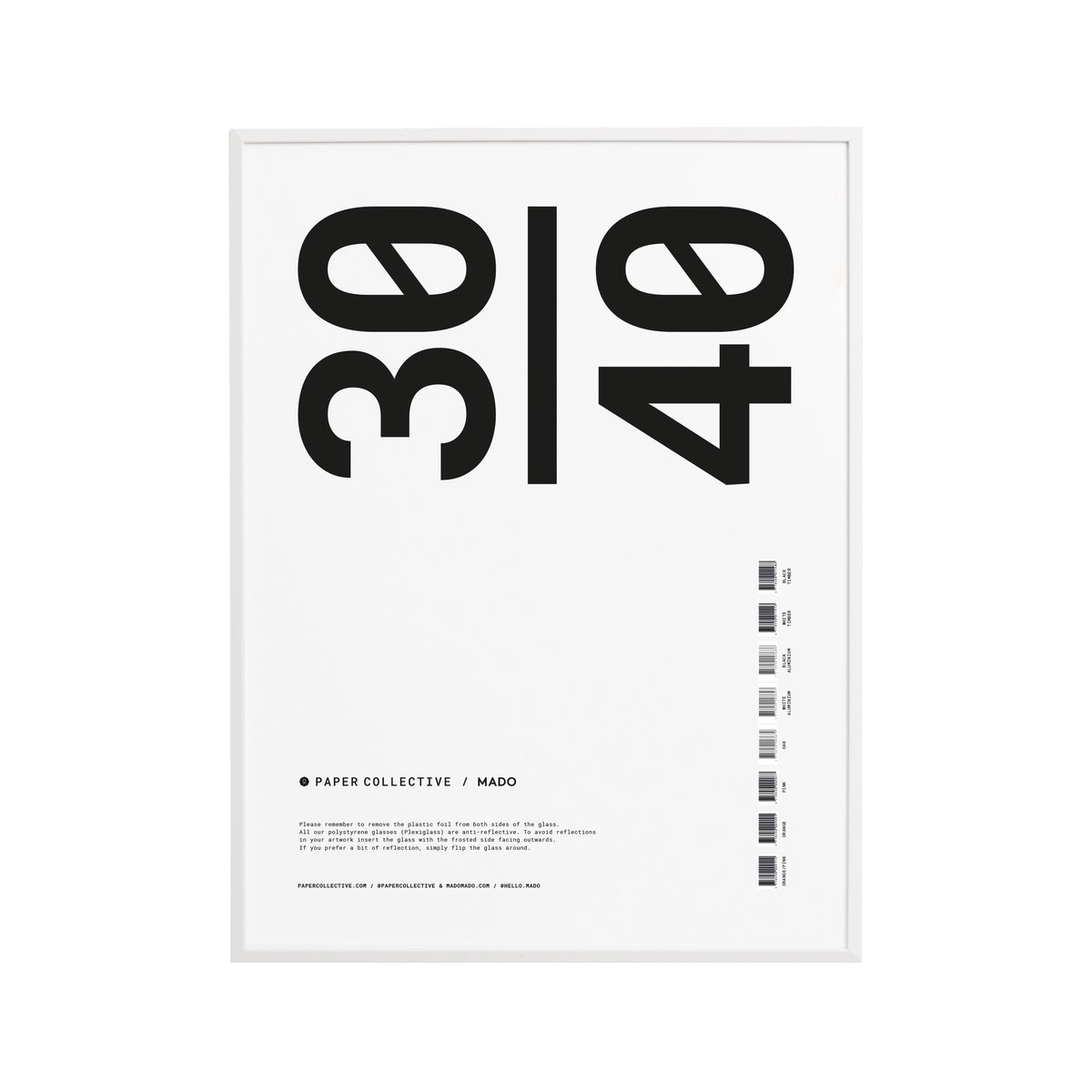 Paper Collective ram plexiglas-vit 30x40 cm | Skandinavisk Design | Tavelramar | Vit