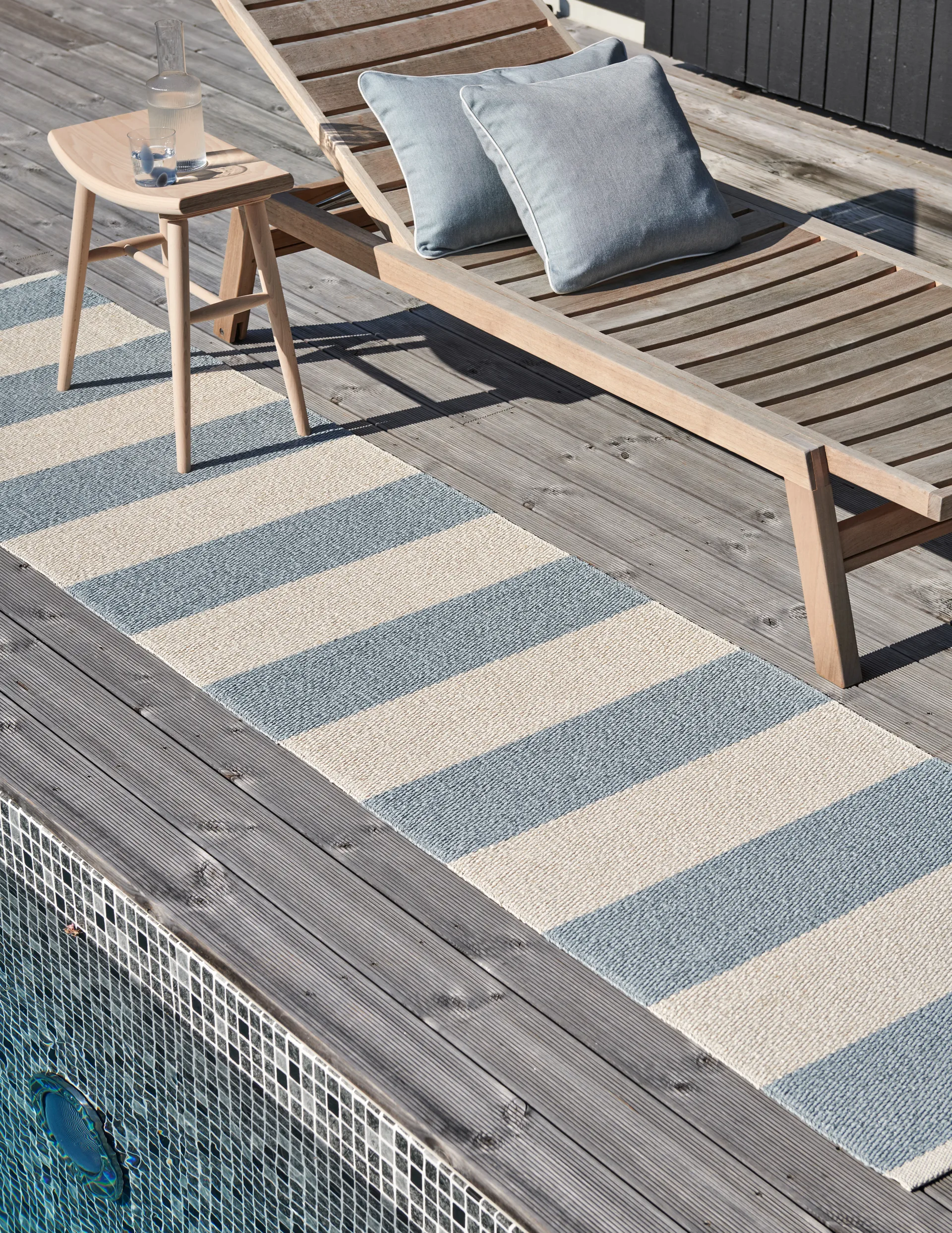 Bob gångmatta, Blue fog/vanilla, 70x225 cm Pappelina