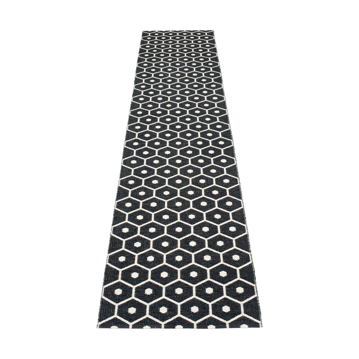 Pappelina Honey gångmatta black/vanilla 70x350 cm | Skandinavisk Design | Plastmattor | Svart