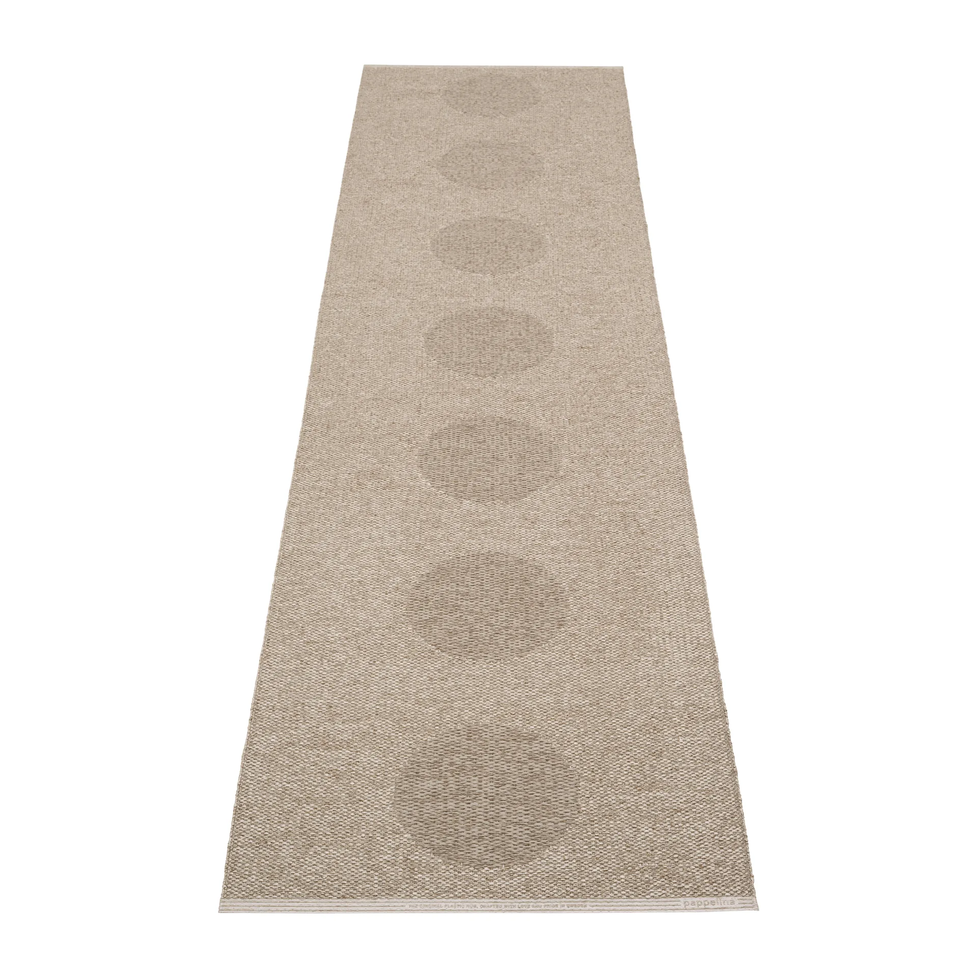Vera 2.0 plastmatta dark linen-linen metallic, 70x280 cm Pappelina