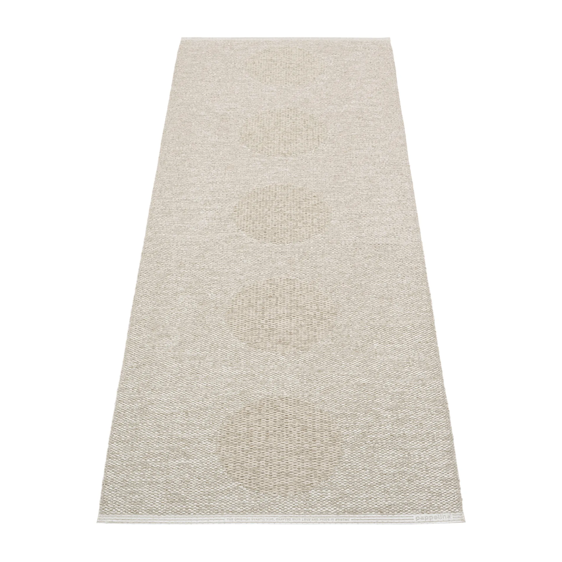 Vera 2.0 plastmatta linen-stone metallic, 70x200 cm Pappelina