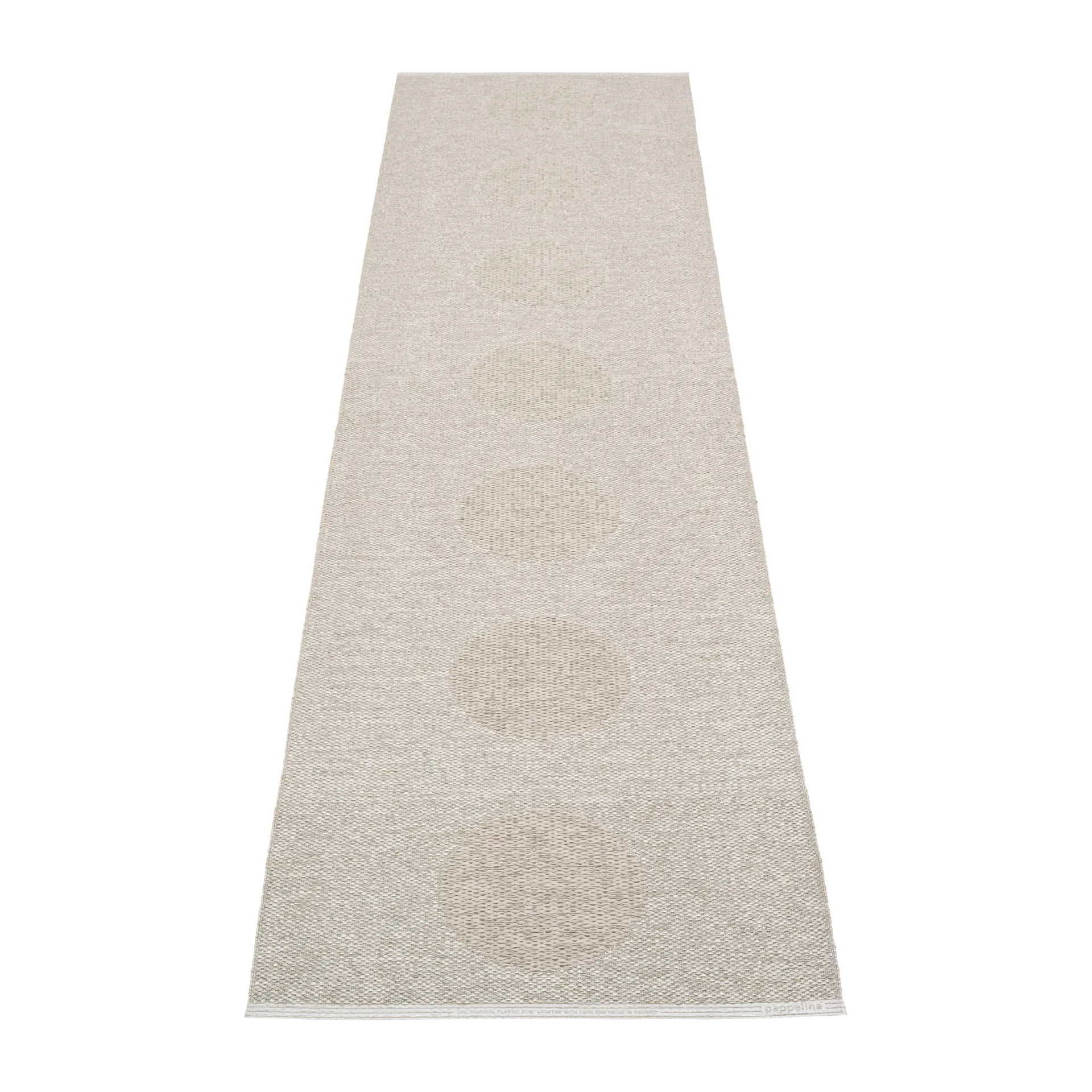 Vera 2.0 plastmatta linen-stone metallic, 70x280 cm Pappelina