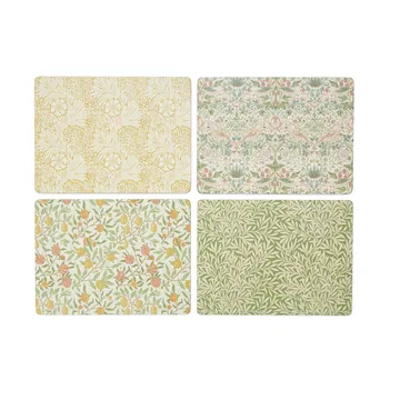 Morris & Co Simpley mixed bordstablett 4 delar - Fruit, Willow, Strawberry Thief, Marigold - Pimpernel