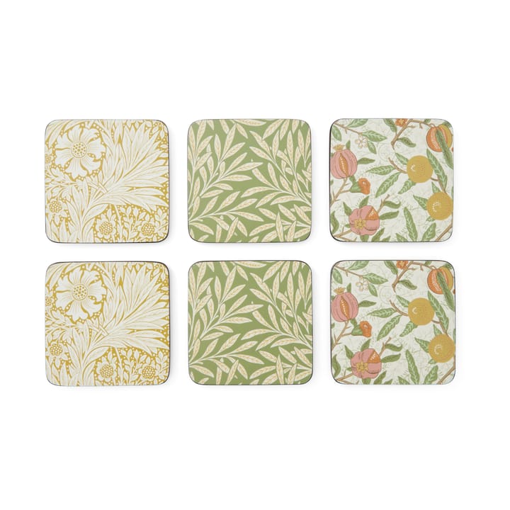 Morris & Co Simpley mixed glasunderlägg 6 delar - Fruit, Willow, Marigold - Pimpernel