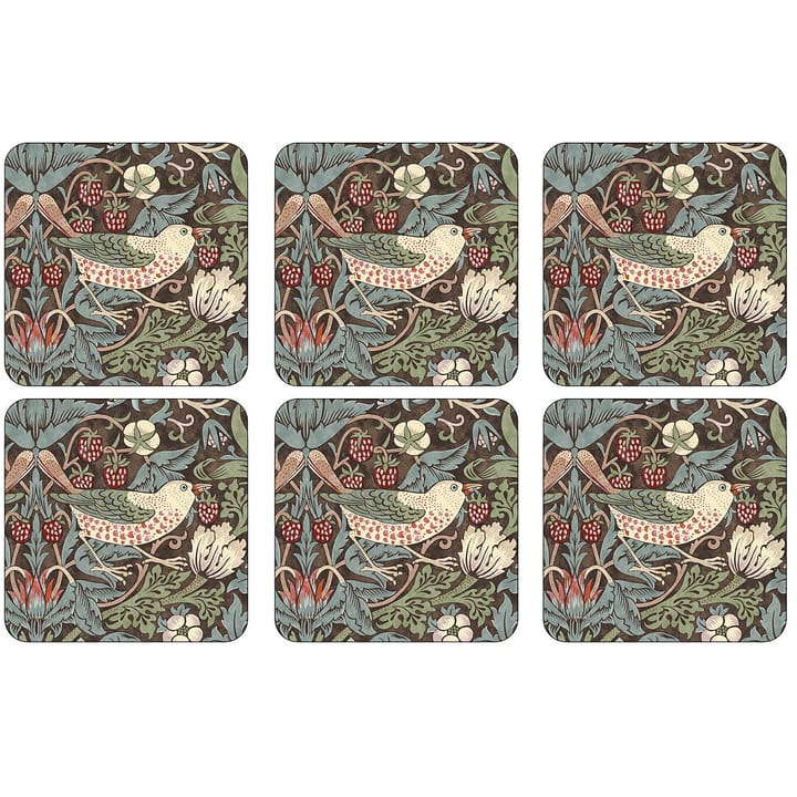 Strawberry Thief glasunderlägg 6-pack - Brun - Pimpernel