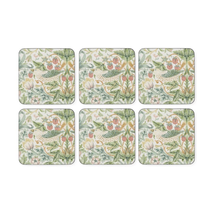 Strawberry Thief glasunderlägg 6-pack - Green - Pimpernel