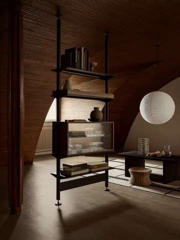 Pira vitrinskåp - Valnöt-räfflat glas, 90x31 cm, 4 dörrar - Pira