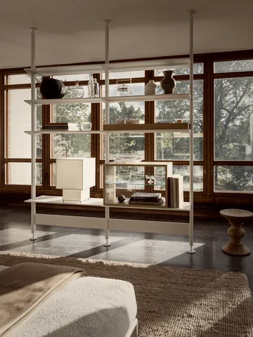 Pira vitrinskåp - Vitad ek-klarglas, 90x31 cm, glasrygg - Pira