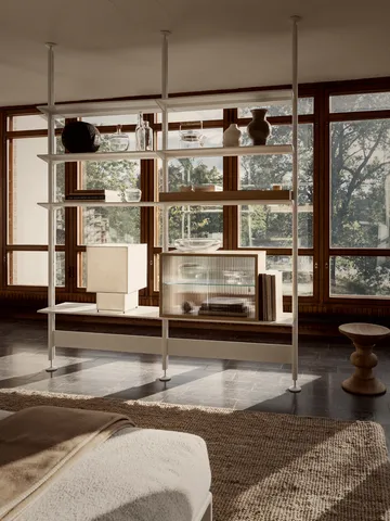 Pira vitrinskåp - Vitad ek-räfflat glas, 70x31 cm, 4 dörrar - Pira