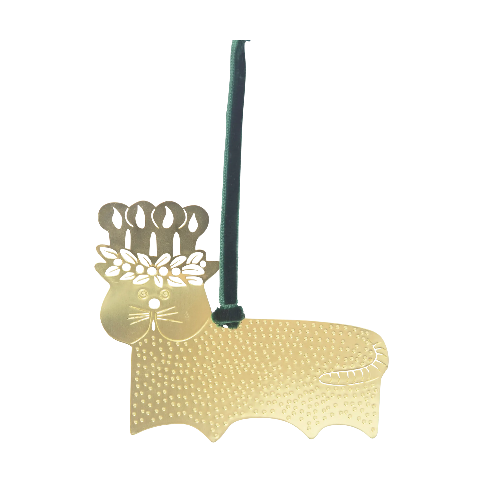 Stig L gingerbread cat dekorationshänge, Guld-mässing Pluto Design