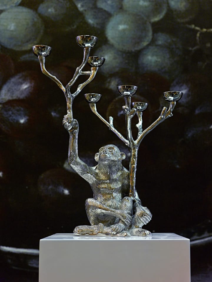Monkey ljusstake 40 cm, Silver POLSPOTTEN