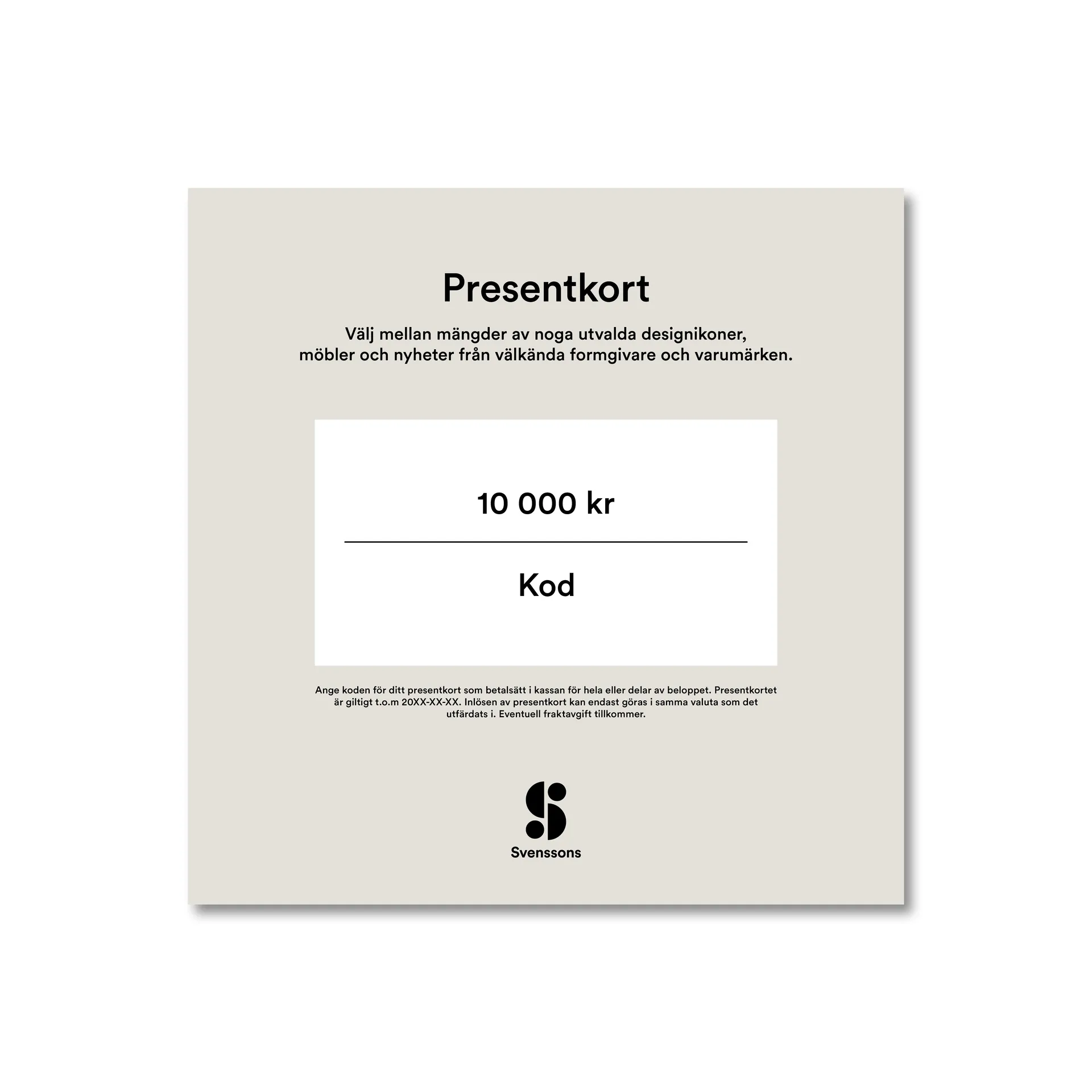 Digitalt presentkort, 10 000:- Presentkort