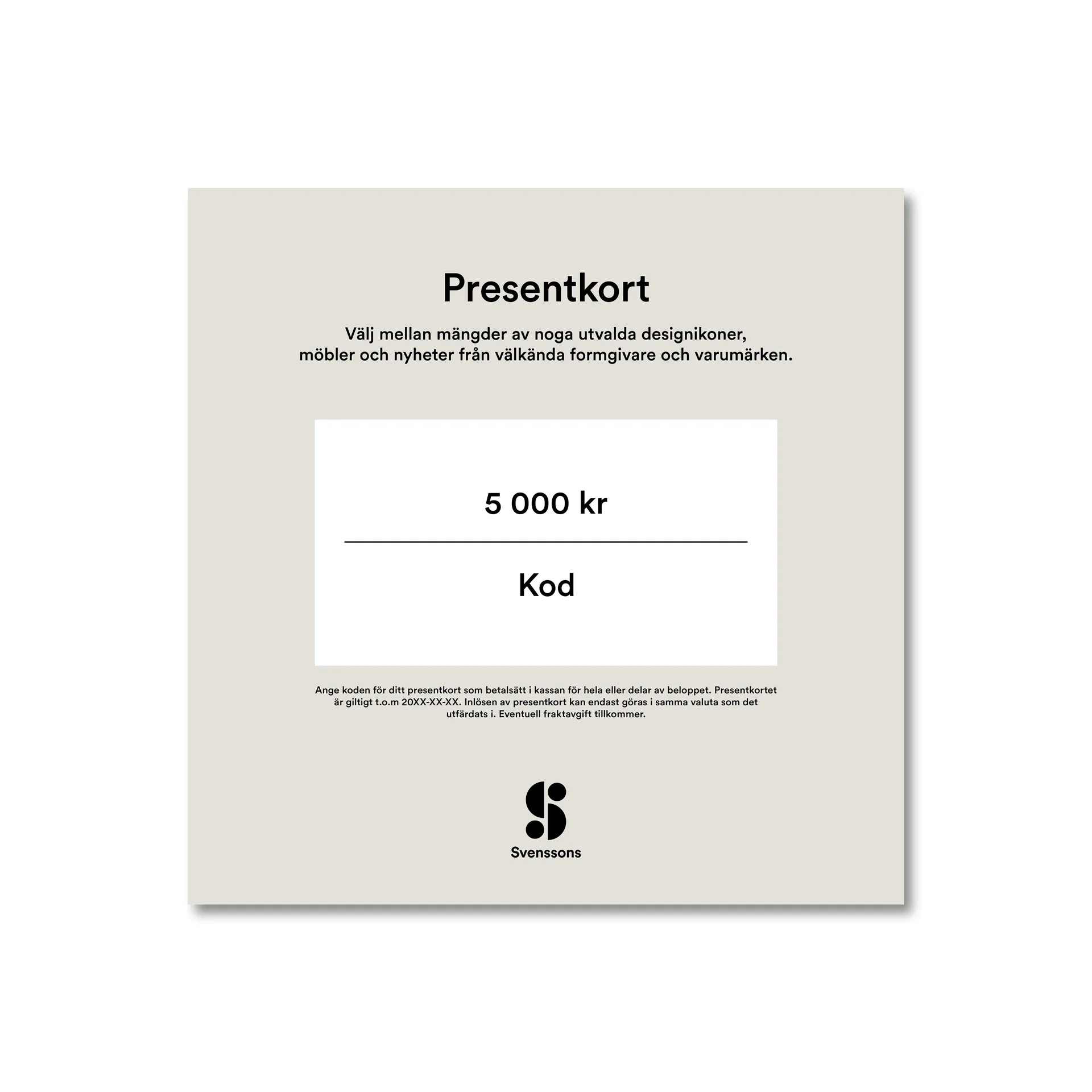 Digitalt presentkort, 5 000:- Presentkort