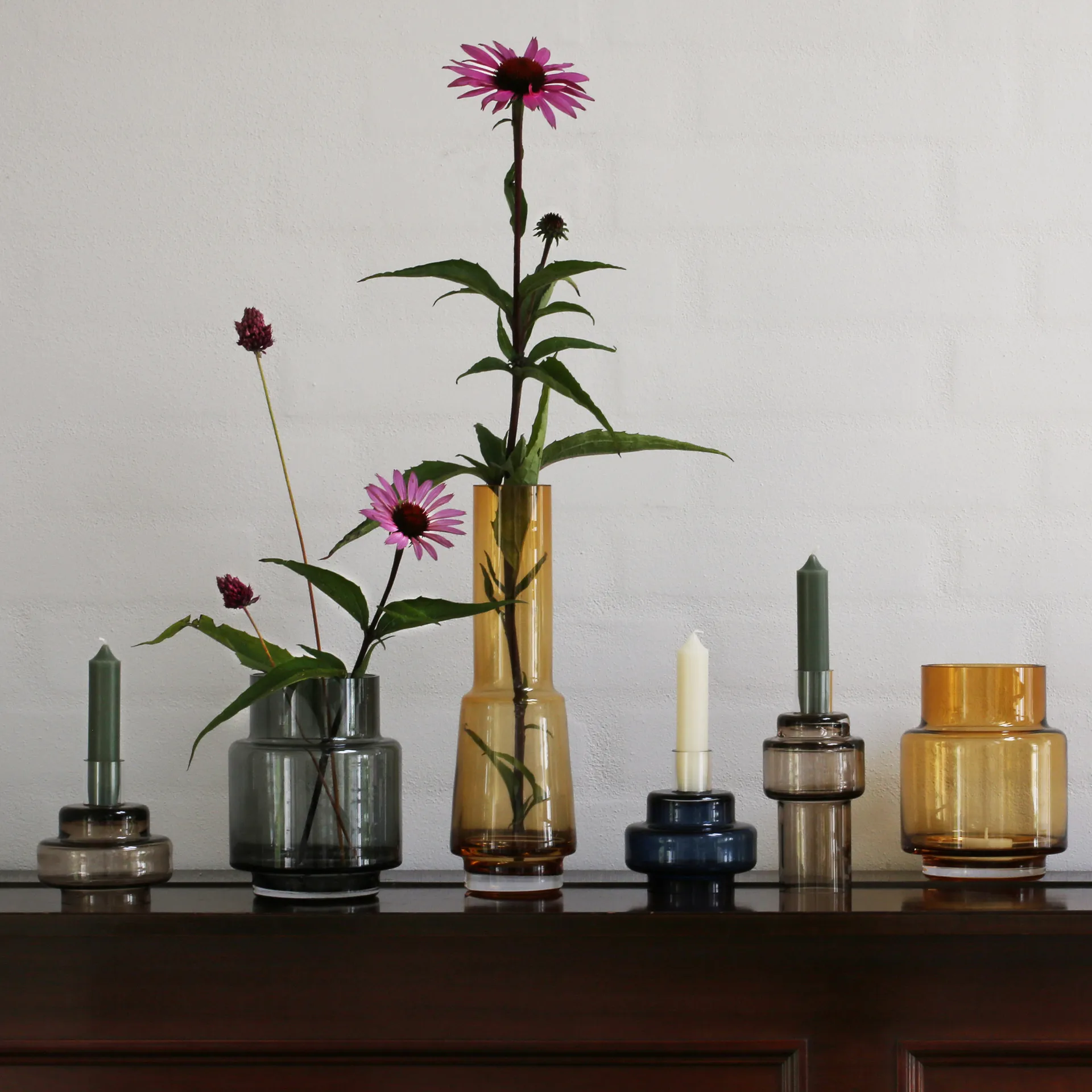 Glass candlestick no. 54, Sepia brown Ro Collection