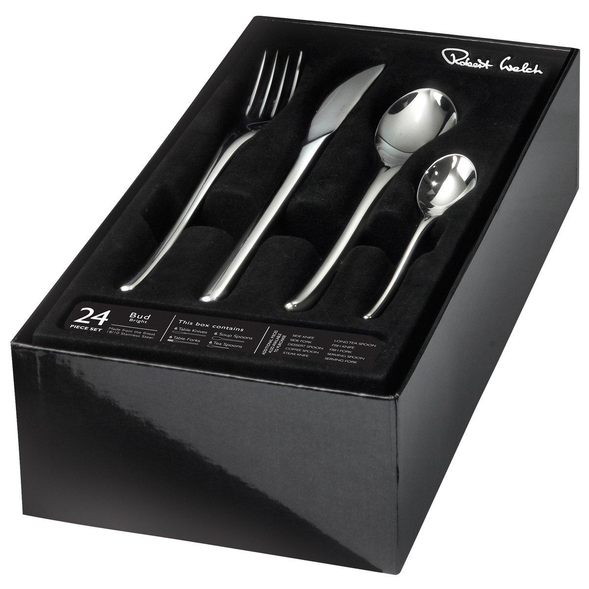 Robert Welch Bud Bright bestickset 24 delar | Skandinavisk Design | Bestickset | Silverfärgad