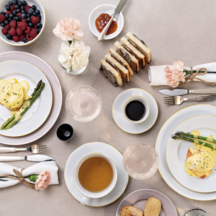 Swedish Grace Gala tekopp med fat, Vit Rörstrand