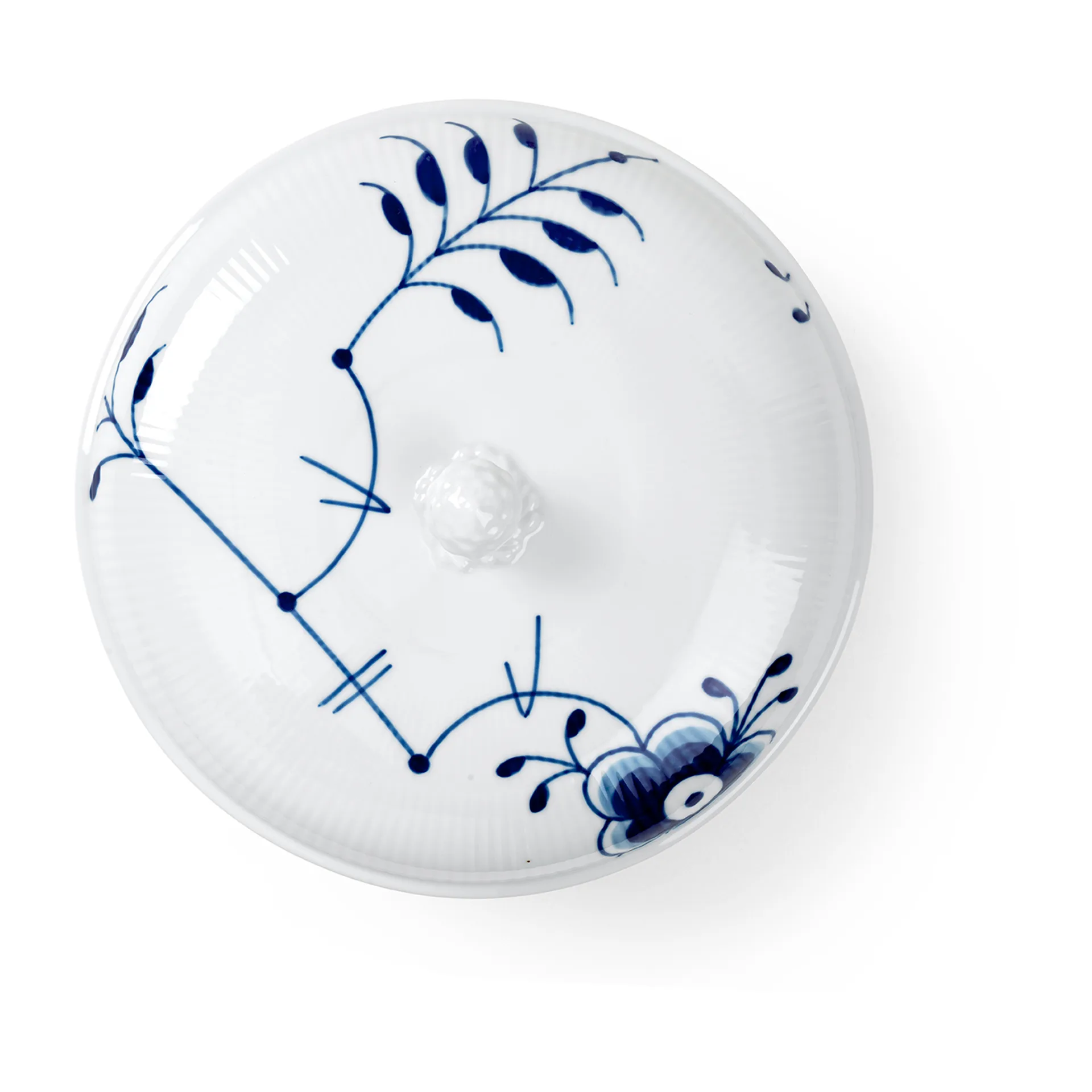 Blå Mega Riflet skål med lock, 130 cl Royal Copenhagen