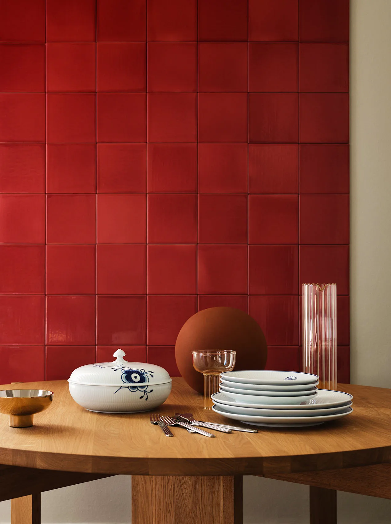 Blå Mega Riflet skål med lock, 130 cl Royal Copenhagen