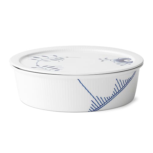 Blå Mega Riflet skål med lock, 145 cl Royal Copenhagen