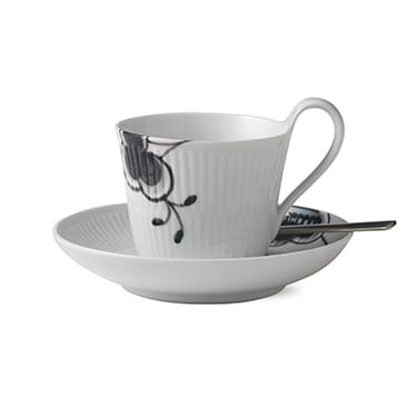 Black Fluted Mega kopp med fat 2, 25 cl-högt handtag Royal Copenhagen