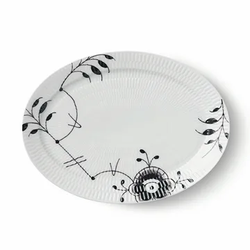 Black Fluted Mega ovalt fat - 28 cm - Royal Copenhagen