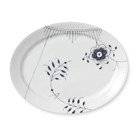 Black Fluted Mega ovalt fat, 33 cm Royal Copenhagen