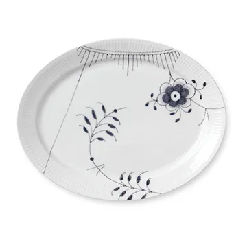 Black Fluted Mega ovalt fat - 33 cm - Royal Copenhagen
