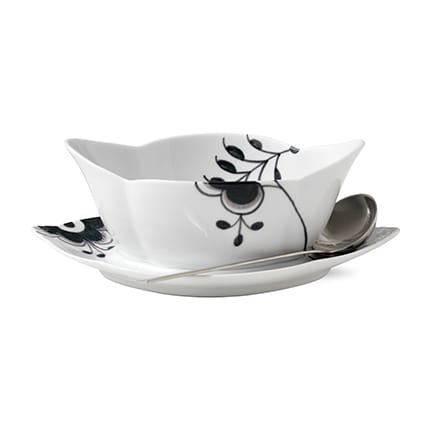 Black Fluted Mega såsskål med fat, 55 cl Royal Copenhagen