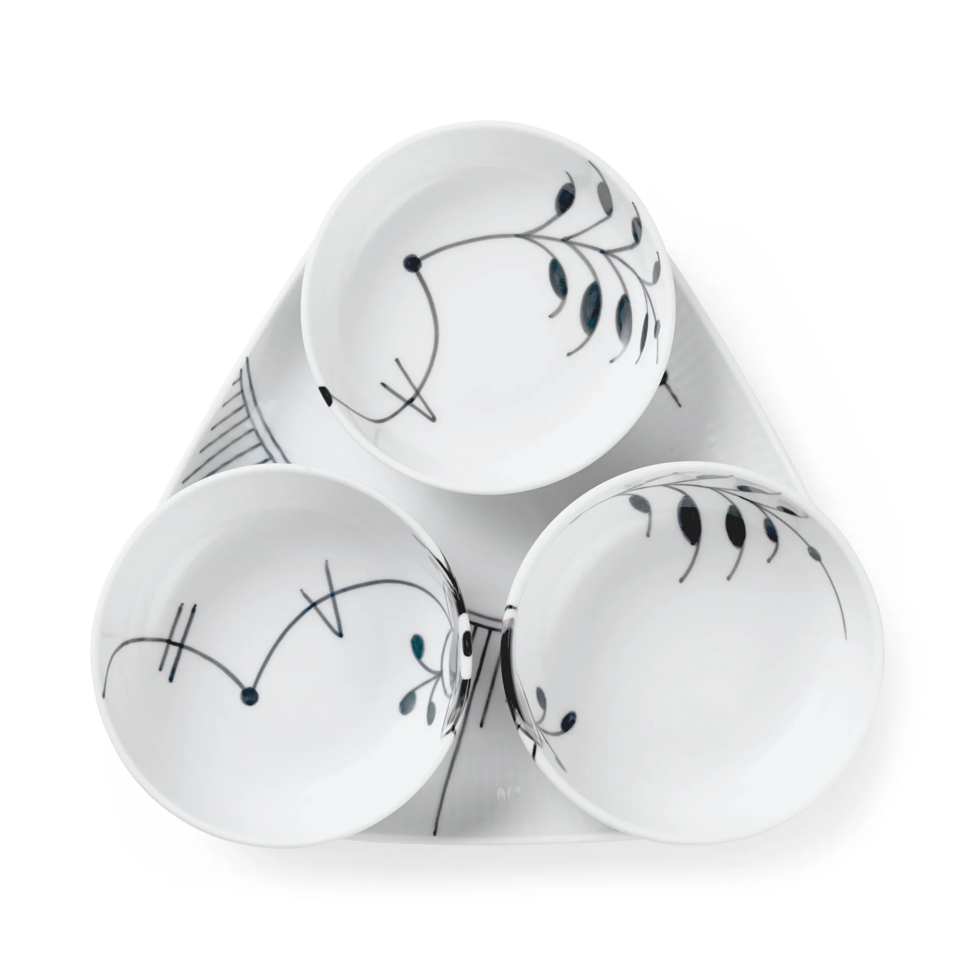 Black Fluted Mega serveringsset 4 delar, Svart-vit Royal Copenhagen