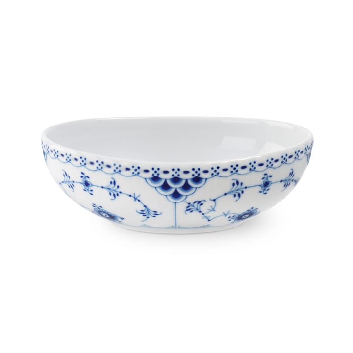 Blue Fluted Half Lace skål oval 37 cl - Vit-blå - Royal Copenhagen