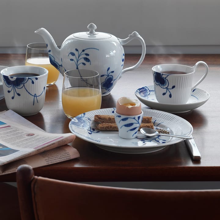 Blue Fluted Mega kopp med fat - 25 cl-högt handtag - Royal Copenhagen
