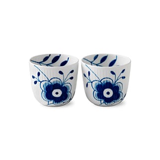 Blue Fluted Mega ljuslykta 2-pack - 6 cm - Royal Copenhagen