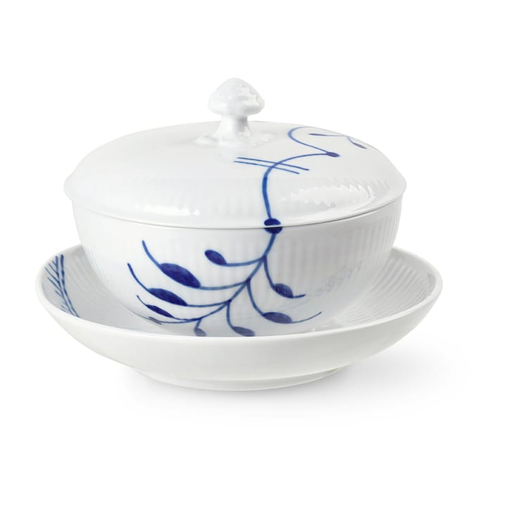 Blue Fluted Mega skål med lock och fat - 38 cl - Royal Copenhagen