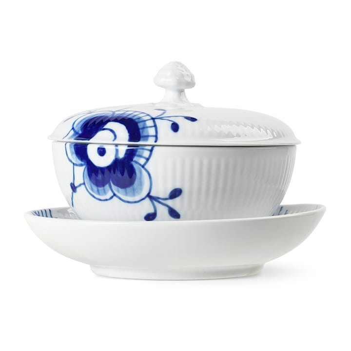 Blue Fluted Mega skål med lock och fat - 38 cl - Royal Copenhagen