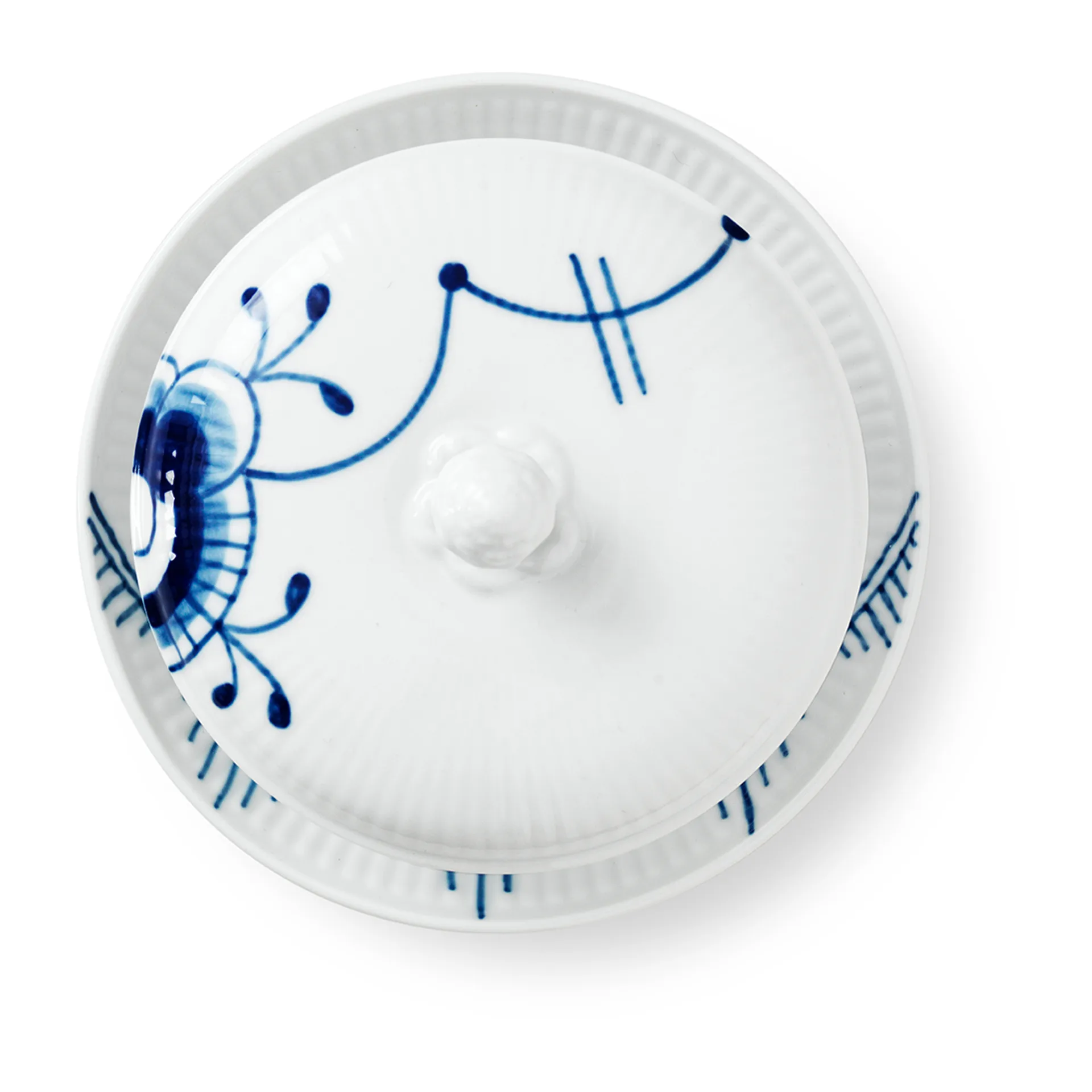 Blue Fluted Mega skål med lock och fat, 38 cl Royal Copenhagen
