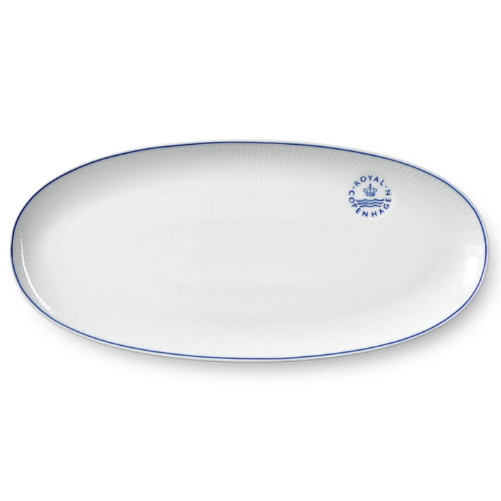 Blueline fat ovalt 37 cm - Vit-blå - Royal Copenhagen