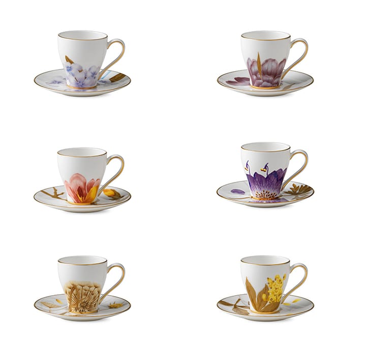 Flora espressokopp med fat 6-pack - 10 cl - Royal Copenhagen