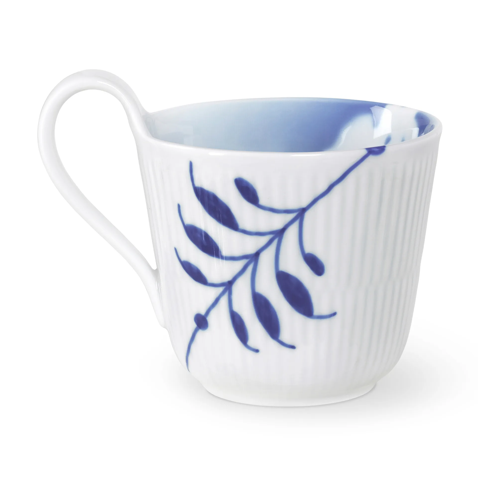 Mega Rose kopp med högt handtag 33 cl, Vit- blå Royal Copenhagen