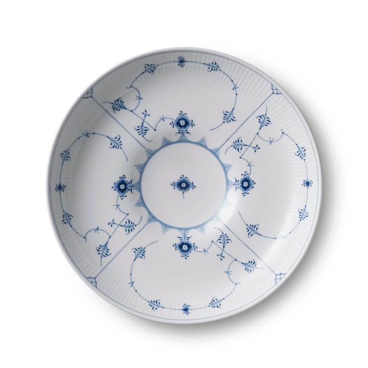 Musselmalet räfflat skål Ø34 cm - Vit-blå - Royal Copenhagen