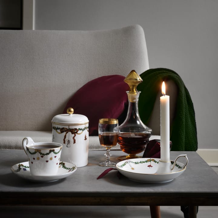 Star Fluted Christmas årsburk med lock, vit Royal Copenhagen