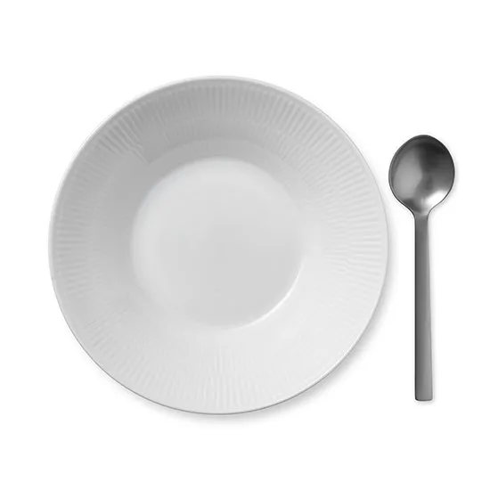 White Fluted djup tallrik, Ø 24 cm Royal Copenhagen