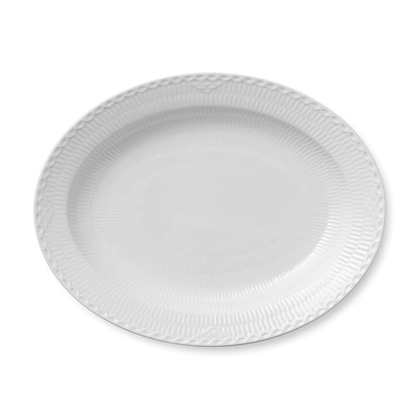 White Fluted Half Lace fat oval 36,5 cm, Vit Royal Copenhagen