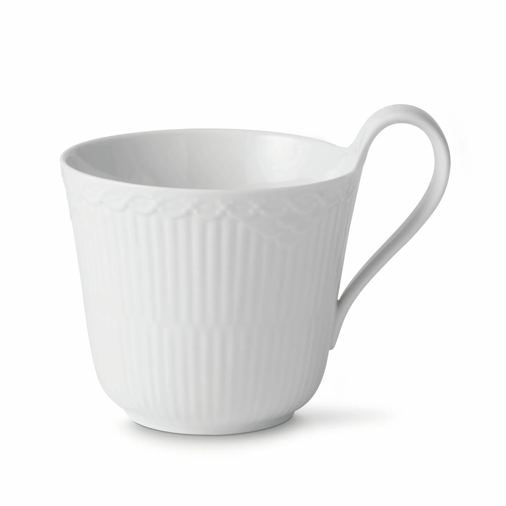 White Fluted Half Lace kopp med högt handtag, 33 cl Royal Copenhagen