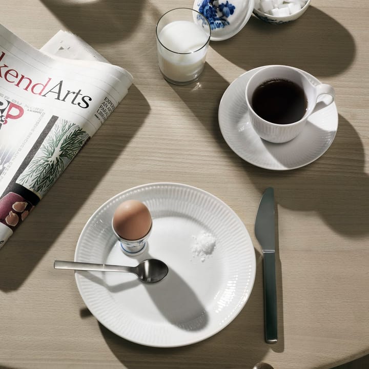 White Fluted kopp med fat, 25 cl-högt handtag Royal Copenhagen