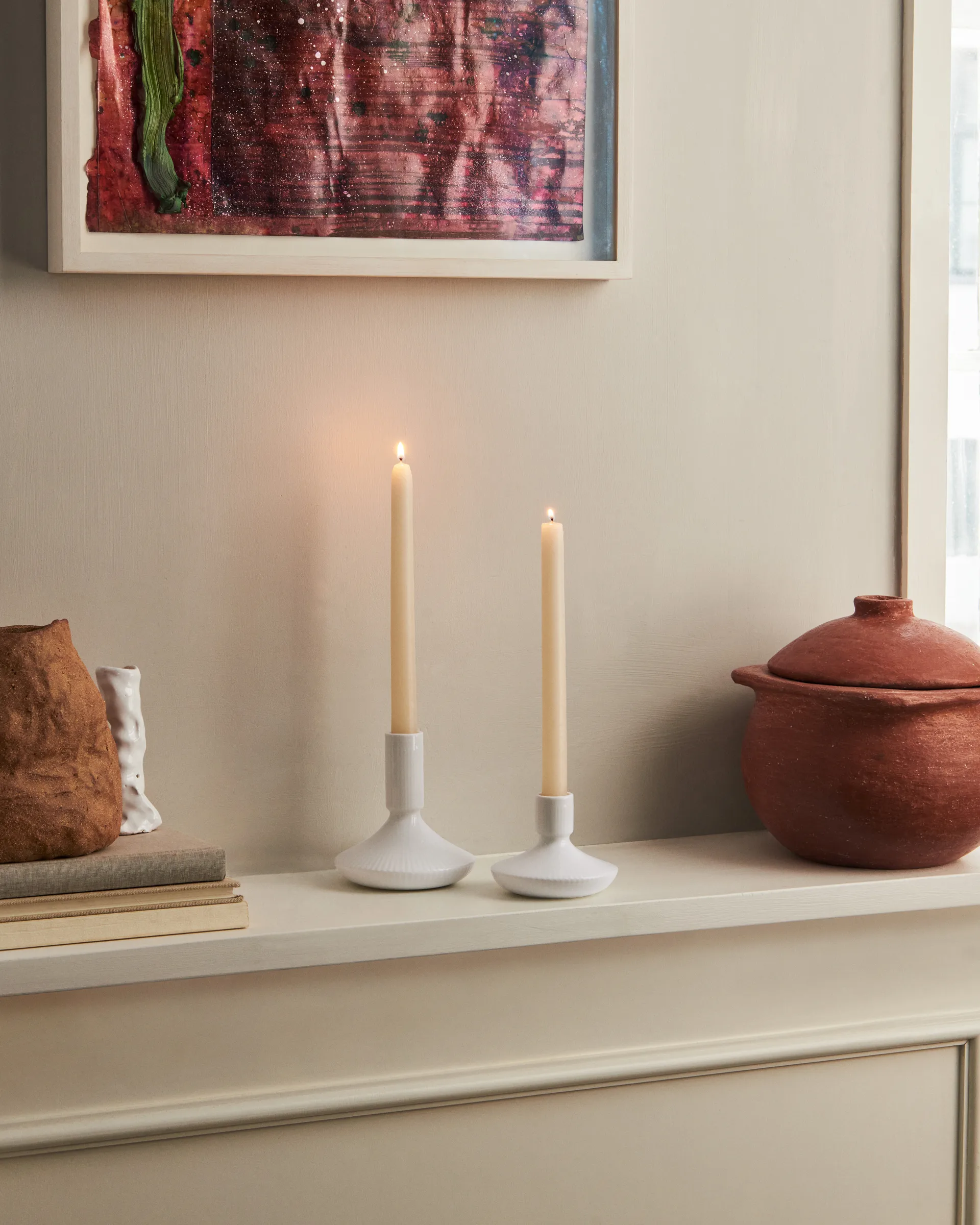 White Fluted ljusstake 12 cm, Vit Royal Copenhagen