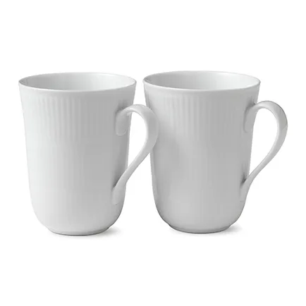 White Fluted mugg 2-pack, 33 cl Royal Copenhagen