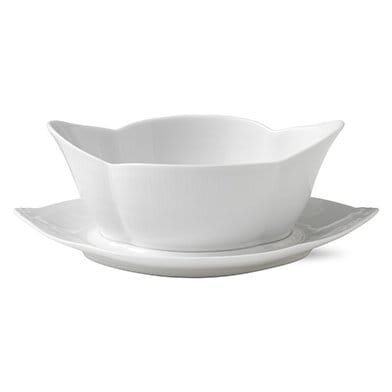 White Fluted såsskål med fat, 55 cl Royal Copenhagen