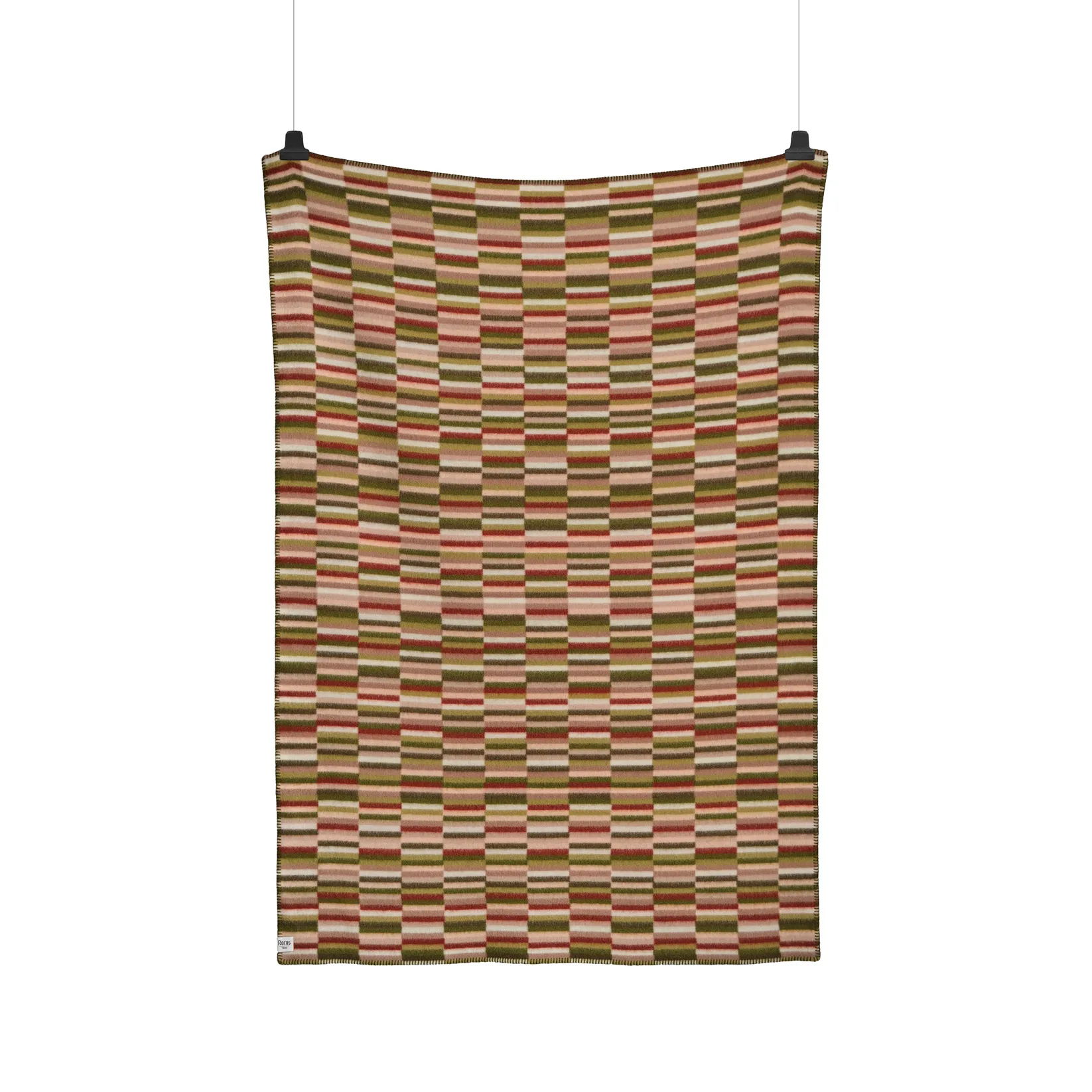 Ida filt 135x200 cm, Olive burgundy Røros Tweed